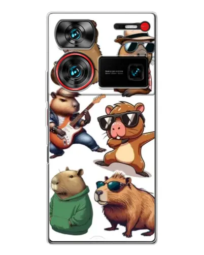 Чехол для ZTE Nubia Z60 Ultra с картинкой «Крутые капибары музыканты» Чехол для ZTE Nubia Z60 Ultra с картинкой «Крутые капибары музыканты»