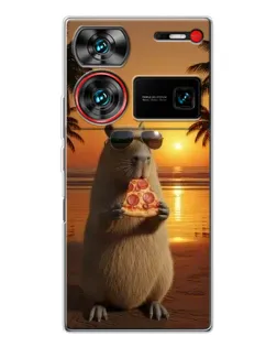 Чехол для ZTE Nubia Z60 Ultra с картинкой «Капибара с пиццей»