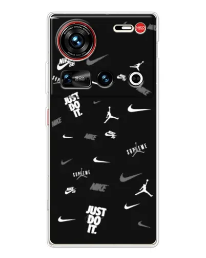 Чехол для ZTE Nubia Z70 Ultra с картинкой «Nike Black Pattern»
