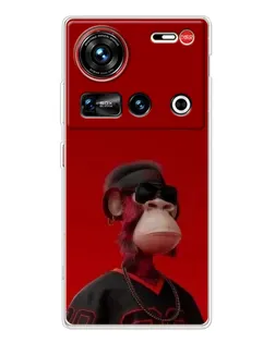 Чехол для ZTE Nubia Z70 Ultra с картинкой «Bored Ape в красном»