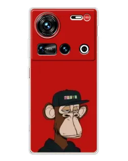 Чехол для ZTE Nubia Z70 Ultra с картинкой «Bored Ape — красный фон»