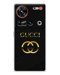 Чехол для ZTE Nubia Z70 Ultra с картинкой «Золотой логотип Gucci»