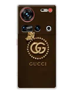 Чехол для ZTE Nubia Z70 Ultra с картинкой «Gucci — золотая бабочка»