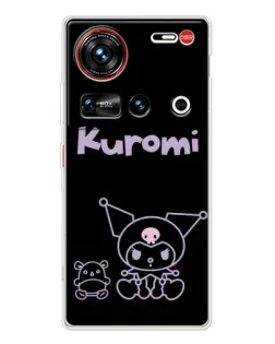 Чехол для ZTE Nubia Z70 Ultra с картинкой «Kuromi — черный минимализм»