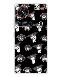 Чехол для ZTE Nubia Z70 Ultra с картинкой «Черный паттерн Kuromi»