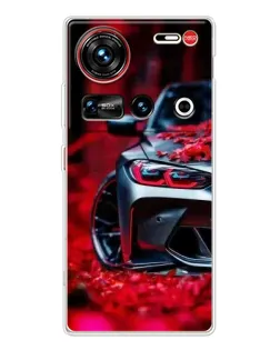 Чехол для ZTE Nubia Z70 Ultra с картинкой «Спортивная BMW и цветы»