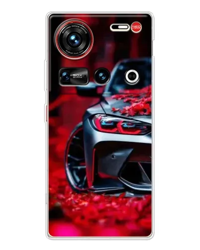 Чехол для ZTE Nubia Z70 Ultra с картинкой «Спортивная BMW и цветы»