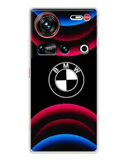 Чехол для ZTE Nubia Z70 Ultra с картинкой «Логотип BMW и неоновые дуги»