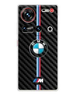 Чехол для ZTE Nubia Z70 Ultra с картинкой «Эмблема BMW и карбон»