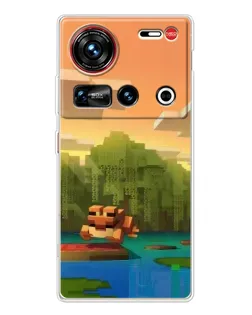 Чехол для ZTE Nubia Z70 Ultra с картинкой «Майнкрафт закат солнца»