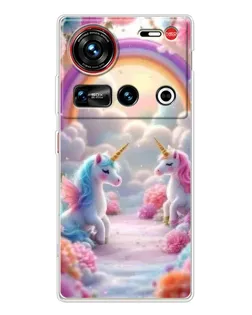 Чехол для ZTE Nubia Z70 Ultra с картинкой «Радуга и единороги» Чехол для ZTE Nubia Z70 Ultra с картинкой «Радуга и единороги»