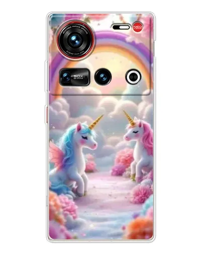 Чехол для ZTE Nubia Z70 Ultra с картинкой «Радуга и единороги»