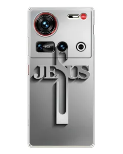 Чехол для ZTE Nubia Z70 Ultra с картинкой «Металлический крест Jesus»