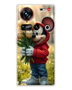 Чехол для ZTE Nubia Z70 Ultra с картинкой «Микки с тюльпанами» Чехол для ZTE Nubia Z70 Ultra с картинкой «Микки с тюльпанами»