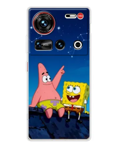 Чохол для ZTE Nubia Z70 Ultra з картинкою «Губка Боб та Патрік вночі»