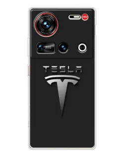 Чохол для ZTE Nubia Z70 Ultra з картинкою «Сталевий логотип Tesla»