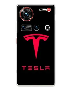 Чохол для ZTE Nubia Z70 Ultra з картинкою «Tesla Red Logo»