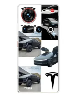Чохол для ZTE Nubia Z70 Ultra з картинкою «Колаж Cybertruck Tesla»