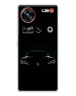 Чохол для ZTE Nubia Z70 Ultra з картинкою «Mercedes — силует авто» Чохол для ZTE Nubia Z70 Ultra з картинкою «Mercedes — силует авто»