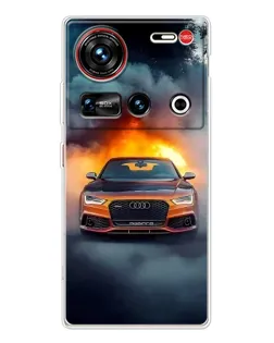 Чехол для ZTE Nubia Z70 Ultra с картинкой «Audi в огненном дыму»
