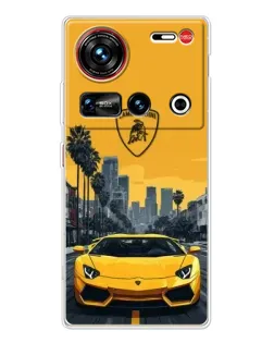 Чехол для ZTE Nubia Z70 Ultra с картинкой «Желтый Lamborghini город»