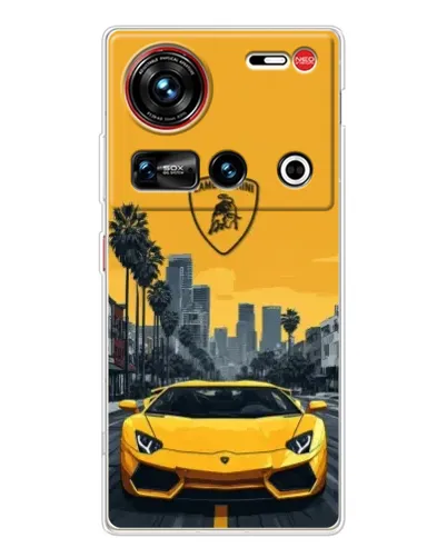 Чехол для ZTE Nubia Z70 Ultra с картинкой «Желтый Lamborghini город»