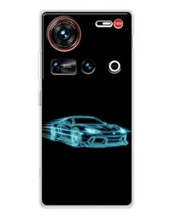 Чехол для ZTE Nubia Z70 Ultra с картинкой «Неоновый контур Lamborghini»