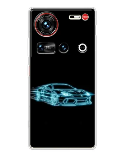 Чехол для ZTE Nubia Z70 Ultra с картинкой «Неоновый контур Lamborghini»