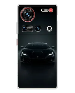 Чехол для ZTE Nubia Z70 Ultra с картинкой «Черный Lamborghini Aventador»