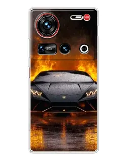 Чехол для ZTE Nubia Z70 Ultra с картинкой «Lamborghini в огне»