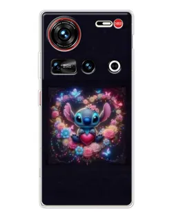 Чехол для ZTE Nubia Z70 Ultra с картинкой «Stitch в цветах»