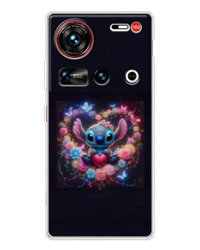 Чехол для ZTE Nubia Z70 Ultra с картинкой «Stitch в цветах»