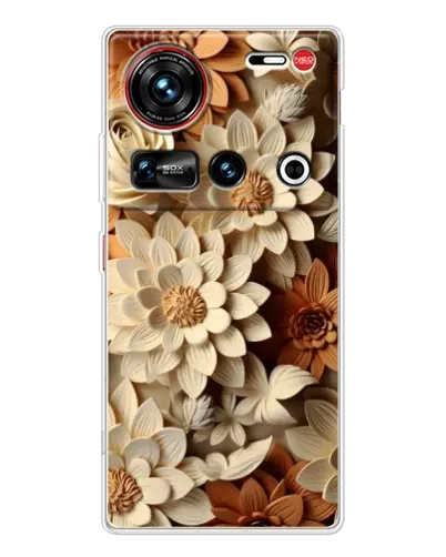 Чехол для ZTE Nubia Z70 Ultra с картинкой «Бежевый флористический декор»