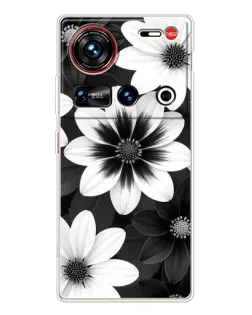 Чехол для ZTE Nubia Z70 Ultra с картинкой «Монохромные астры»