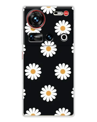 Чехол для ZTE Nubia Z70 Ultra с картинкой «Ромашки на черном»