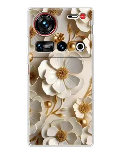 Чехол для ZTE Nubia Z70 Ultra с картинкой «Белие бумажние  цвети»