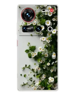 Чехол для ZTE Nubia Z70 Ultra с картинкой «Ветка мелких белых цветов»