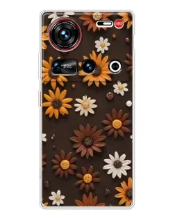 Чехол для ZTE Nubia Z70 Ultra с картинкой «Узор из маленьких подсолнухов»