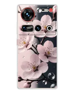 Чехол для ZTE Nubia Z70 Ultra с картинкой «Нежная сакура и капли»