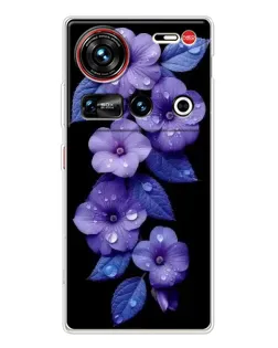 Чехол для ZTE Nubia Z70 Ultra с картинкой «Фиолетовые цветы с росою»