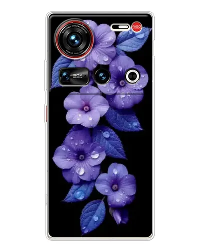 Чехол для ZTE Nubia Z70 Ultra с картинкой «Фиолетовые цветы с росою»