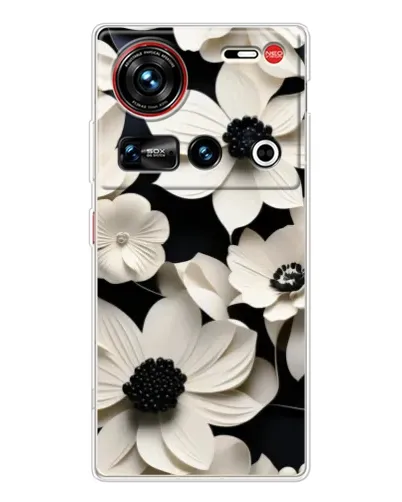 Чехол для ZTE Nubia Z70 Ultra с картинкой «Объемные белые цветы»