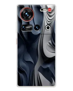 Чехол для ZTE Nubia Z70 Ultra с картинкой «Объемные синие складки» Чехол для ZTE Nubia Z70 Ultra с картинкой «Объемные синие складки»