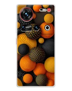 Чехол для ZTE Nubia Z70 Ultra с картинкой «Объемные оранжевые сферы»