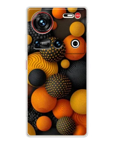 Чехол для ZTE Nubia Z70 Ultra с картинкой «Объемные оранжевые сферы»