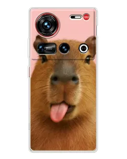 Чохол для ZTE Nubia Z70 Ultra з картинкою «Капібара з язиком»