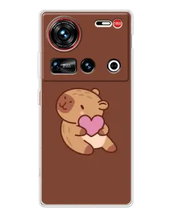 Чохол для ZTE Nubia Z70 Ultra з картинкою «Капібара з серцем»