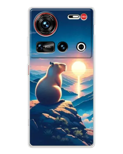 Чехол для ZTE Nubia Z70 Ultra с картинкой «Закат солнца с капибарой»