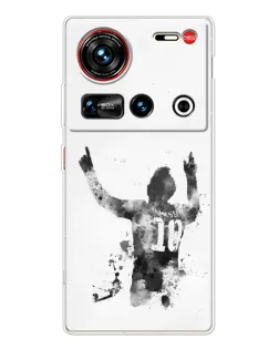 Чехол для ZTE Nubia Z70 Ultra с картинкой «Черно-белый силуэт Месси»
