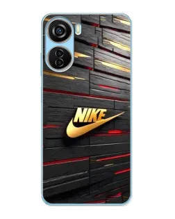 Чехол для ZTE V40 Design с картинкой «Золотой Nike на металле»